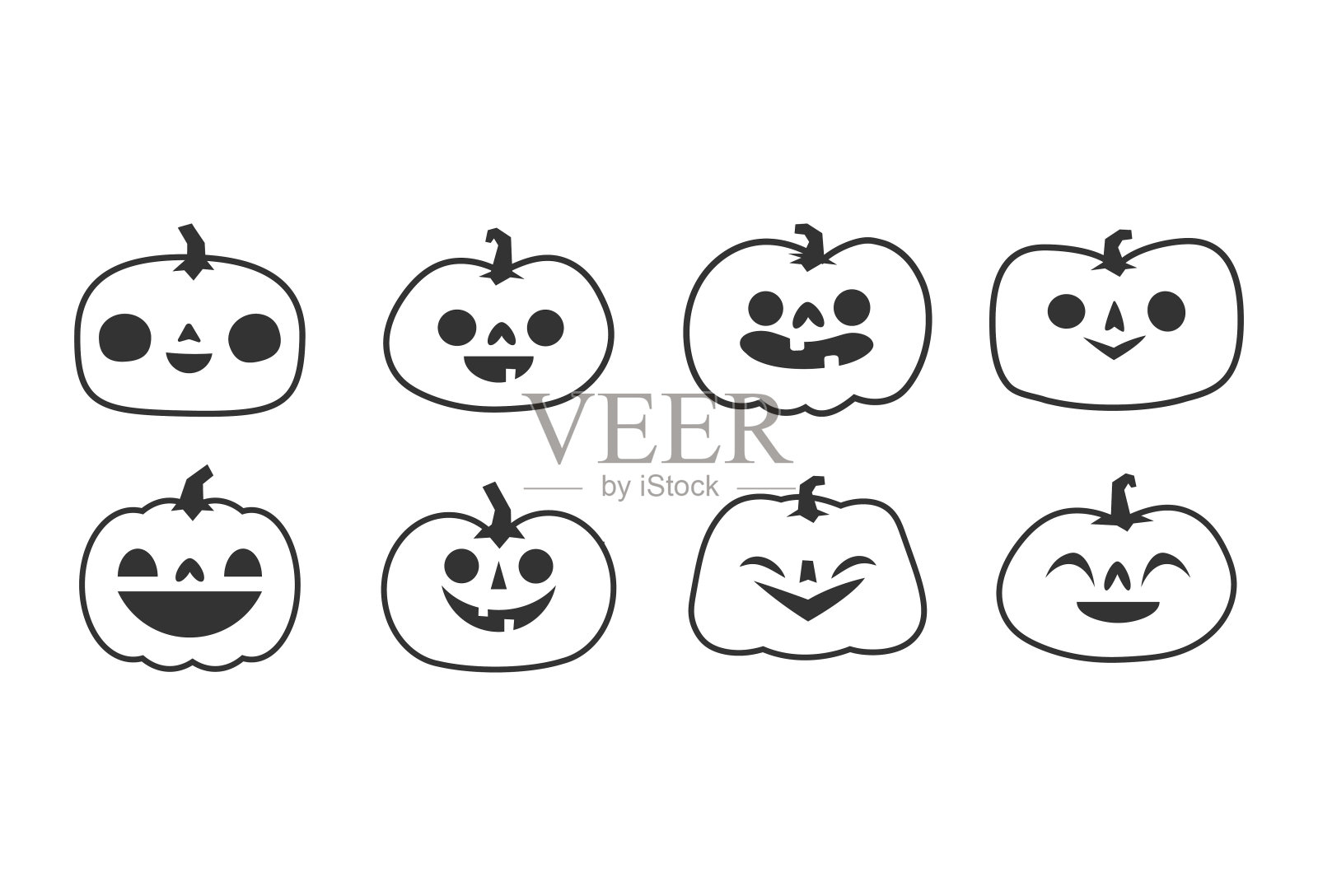 杰克灯的图标。万圣节雕刻的南瓜插画简单。插画图片素材