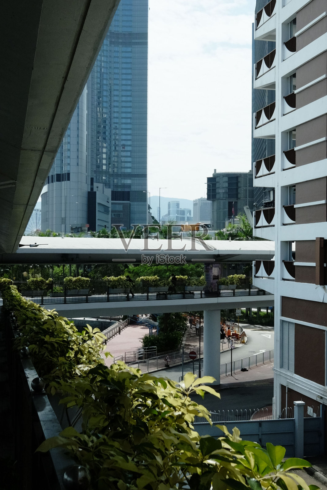 垂直拍摄的香港现代写字楼。照片摄影图片