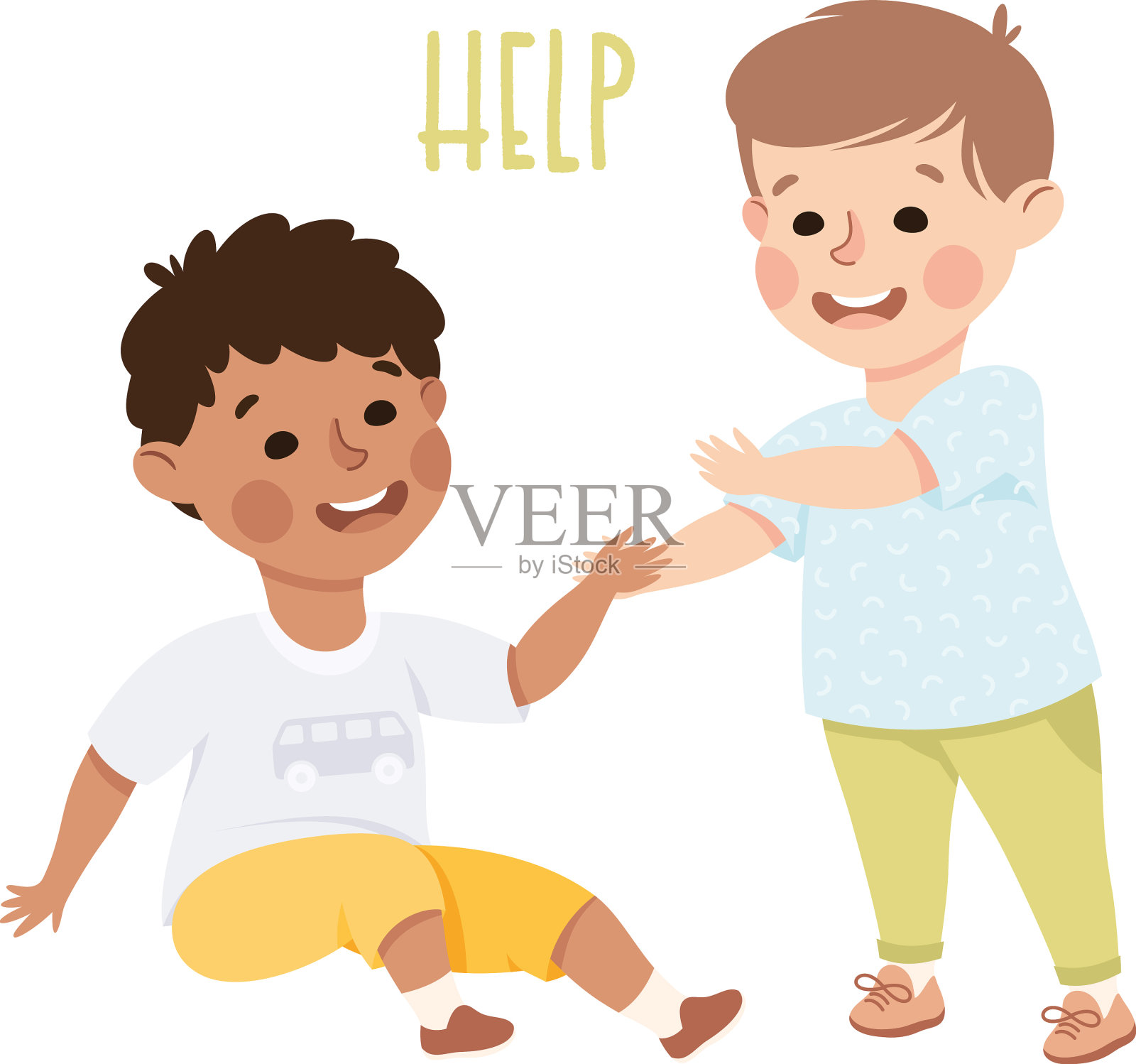 小男孩帮忙示范设计元素图片