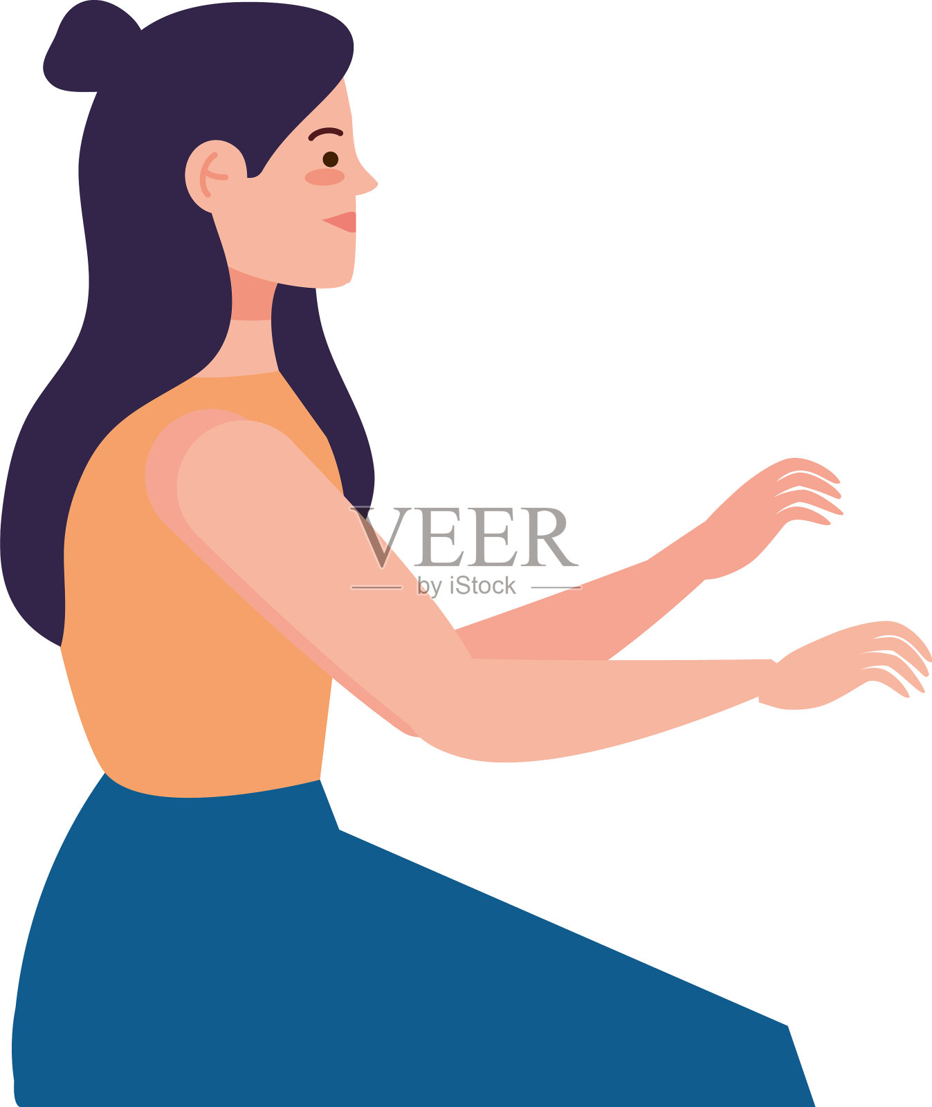 女孩在驾驶位置插画图片素材