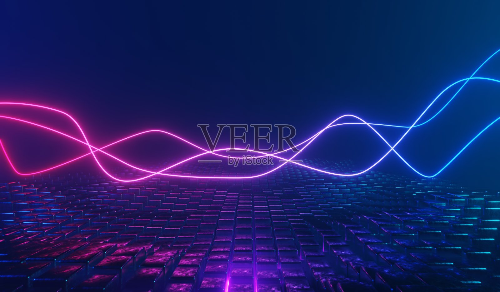 3d渲染的RGB霓虹灯在黑暗的背景。激光线在夜间显示。紫外波束场景照片摄影图片