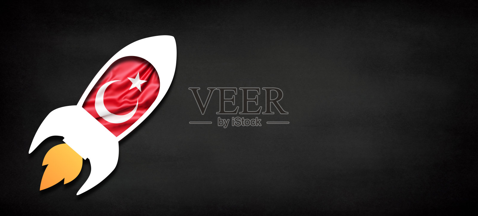 带有土耳其国旗的火箭。土耳其企业启动概念。照片摄影图片