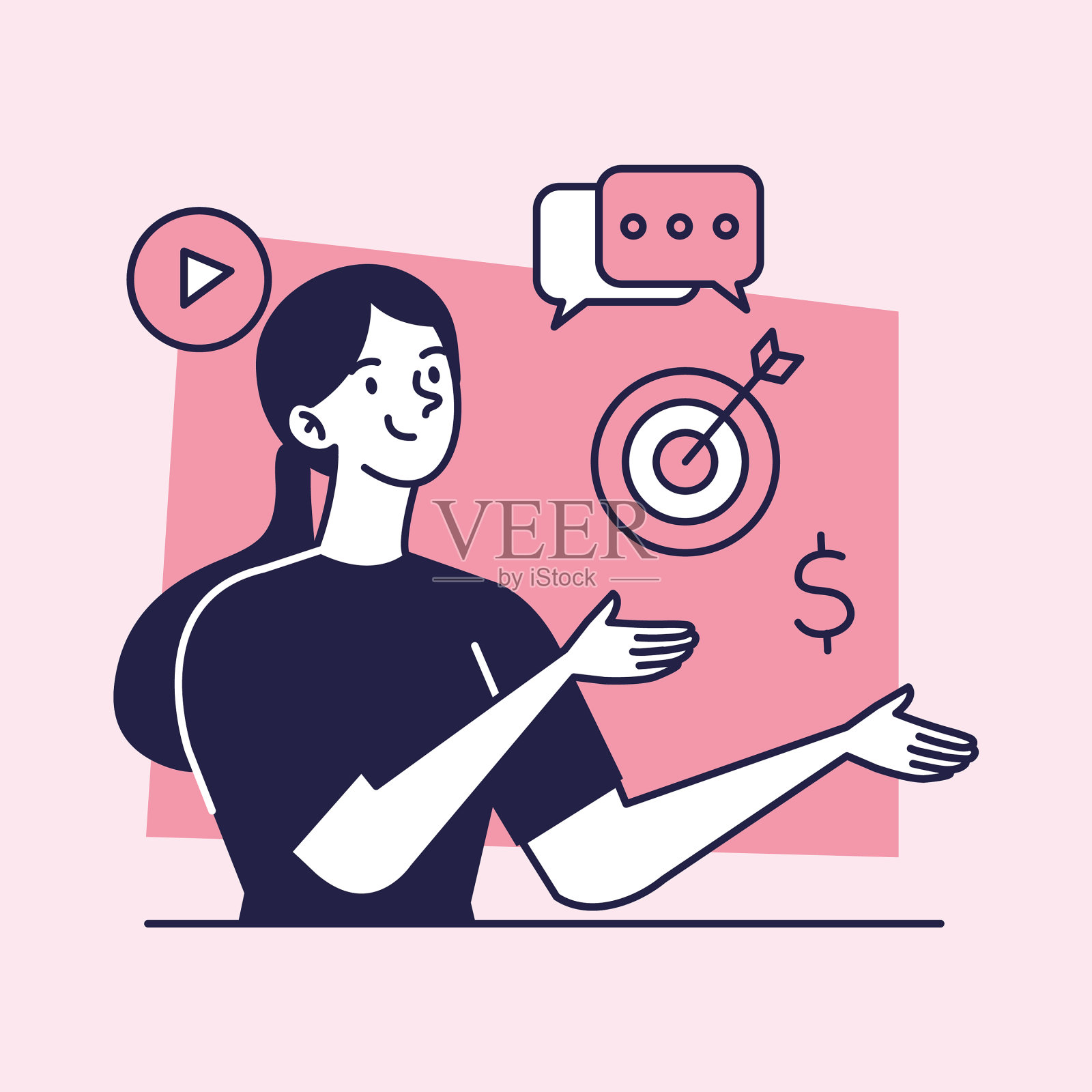 拥有营销偶像的女性插画图片素材