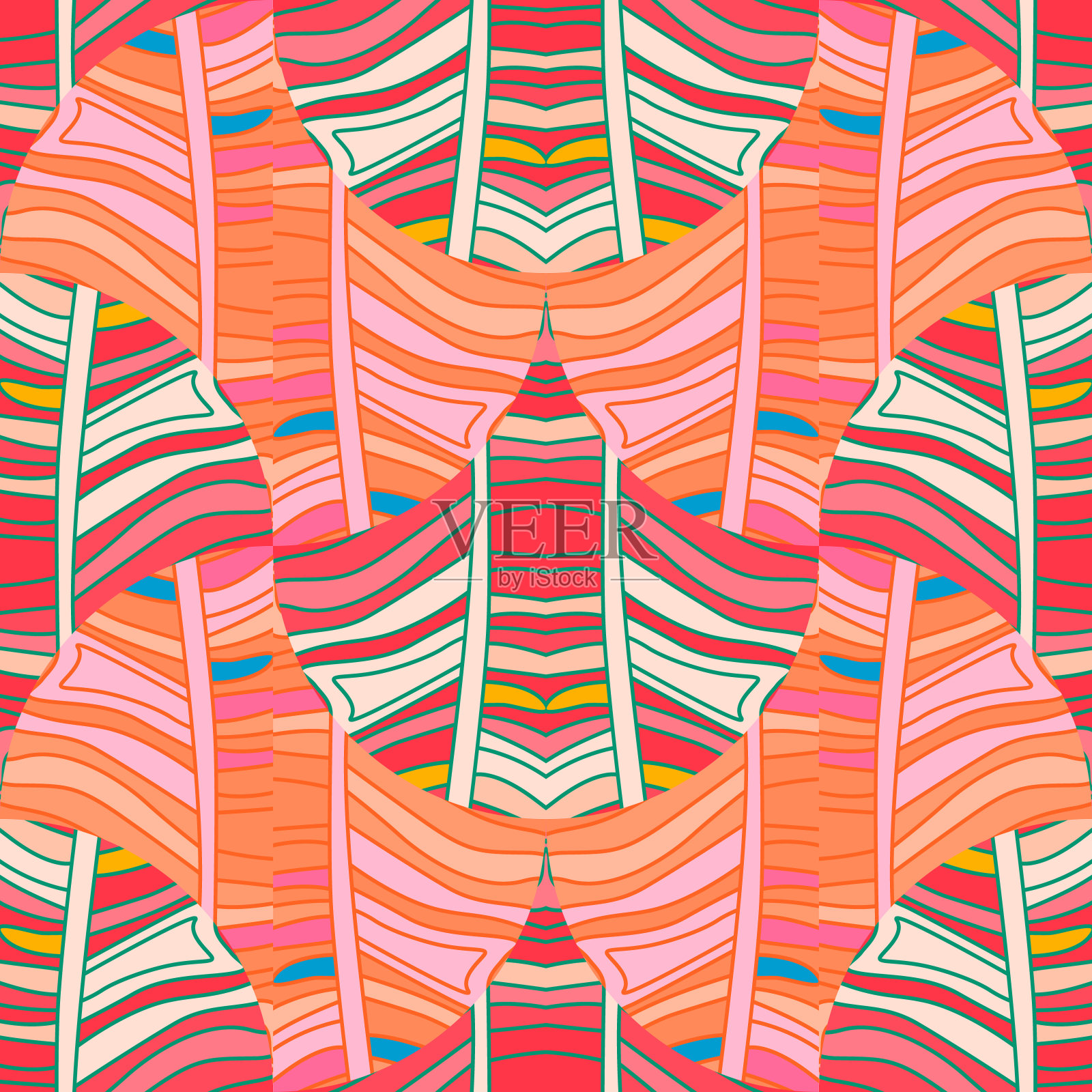 抽象的线性无缝图案。轮廓波瓷砖无尽的壁纸。古董装饰。插画图片素材