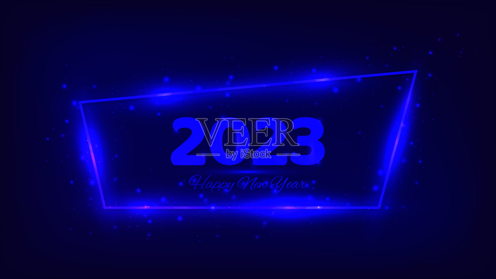 2023霓虹新年快乐背景插画图片素材