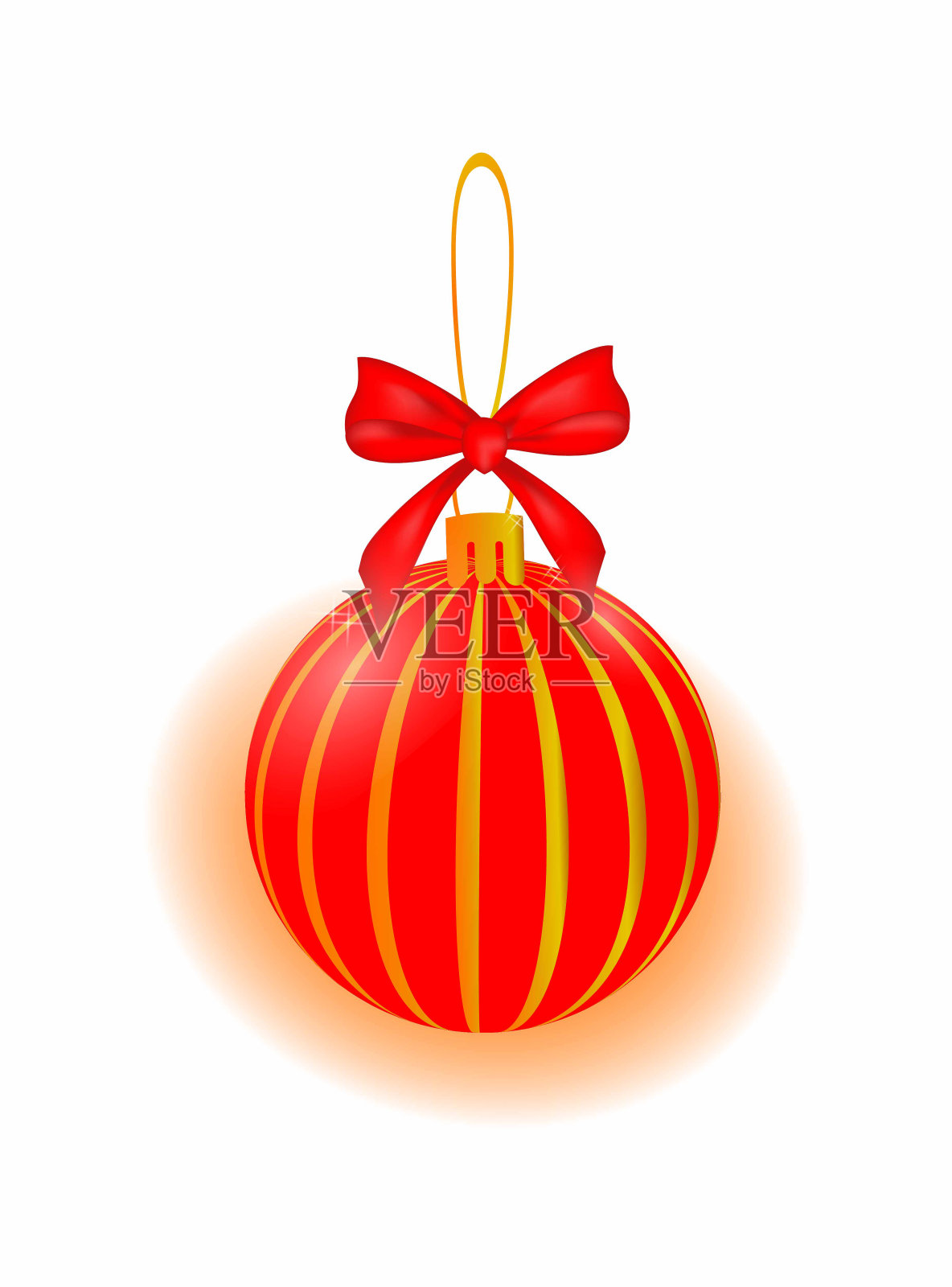 红色和金色的圣诞球。节日装饰模板。插画图片素材