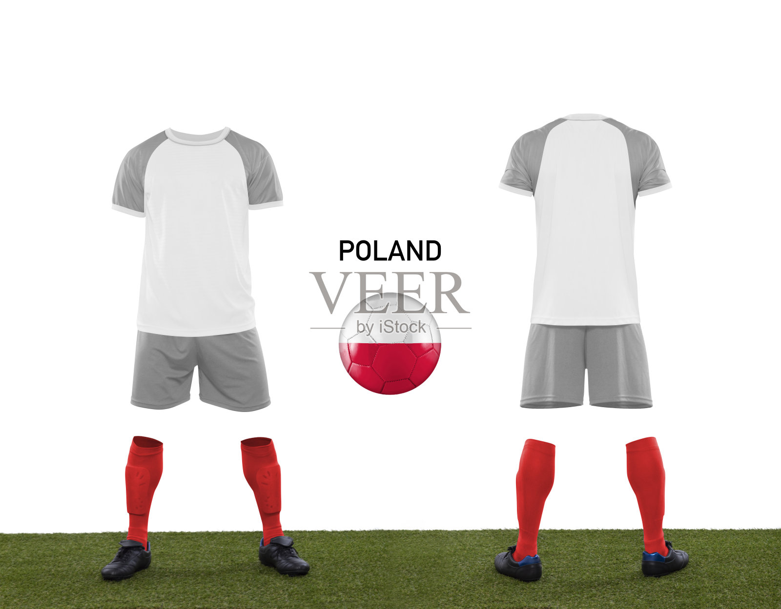 足球服和印有国旗的足球。照片摄影图片