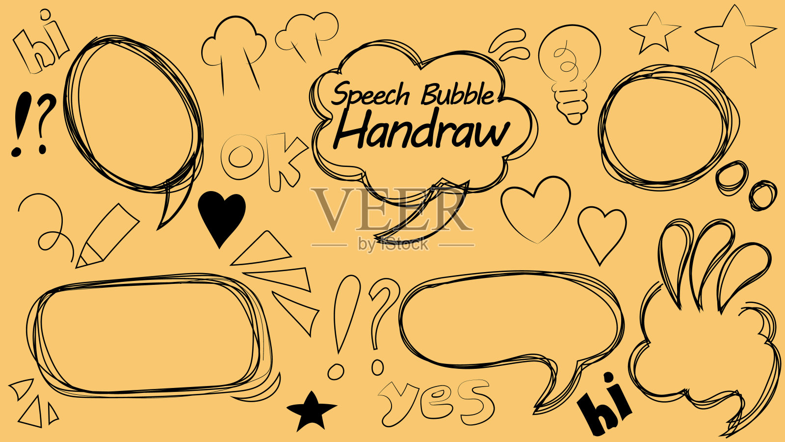 handdraw讲话泡沫插画图片素材