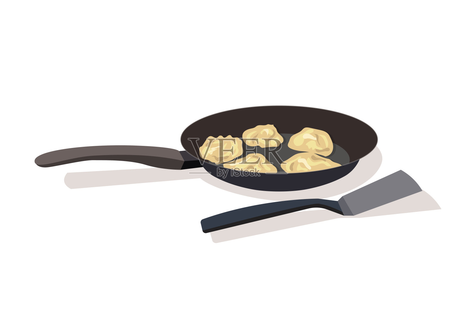 矢量平面插图在煎锅上煎土豆面团的配方,烹饪过程图,烹饪课程,招牌,健康营养马拉松,社交网络插画图片素材