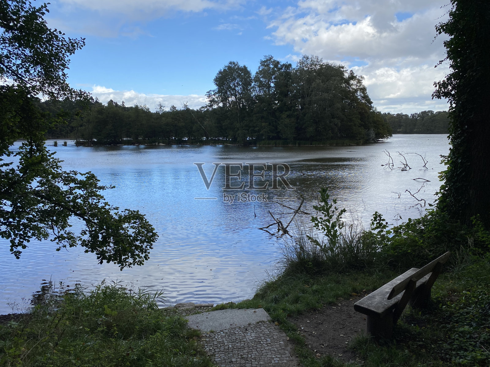 在chorin修道院的湖边照片摄影图片