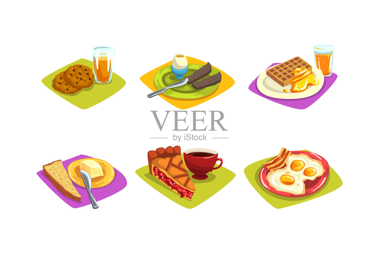 健康早餐的食物,饼干,华夫饼设计元素图片