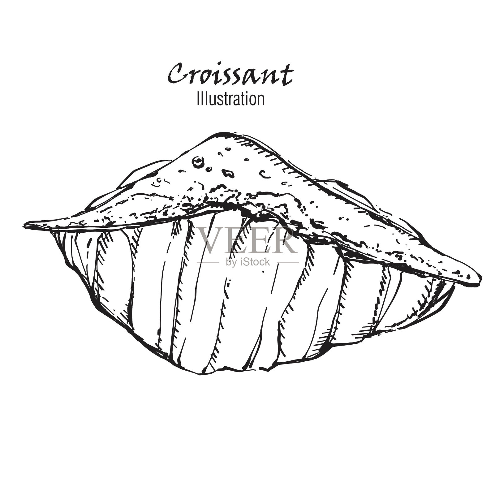 手绘羊角面包插画图片素材