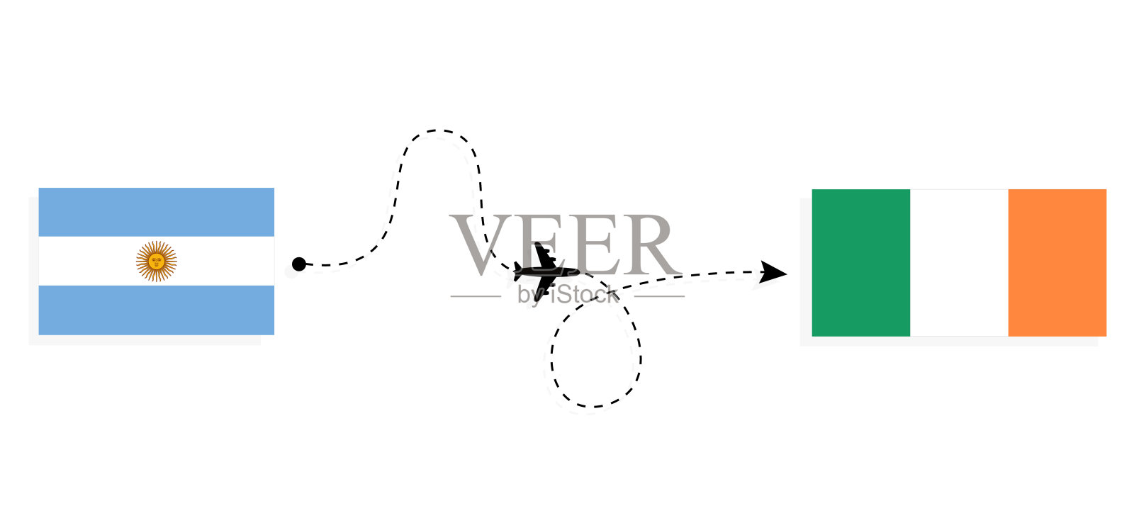 乘客机从阿根廷到爱尔兰旅行插画图片素材