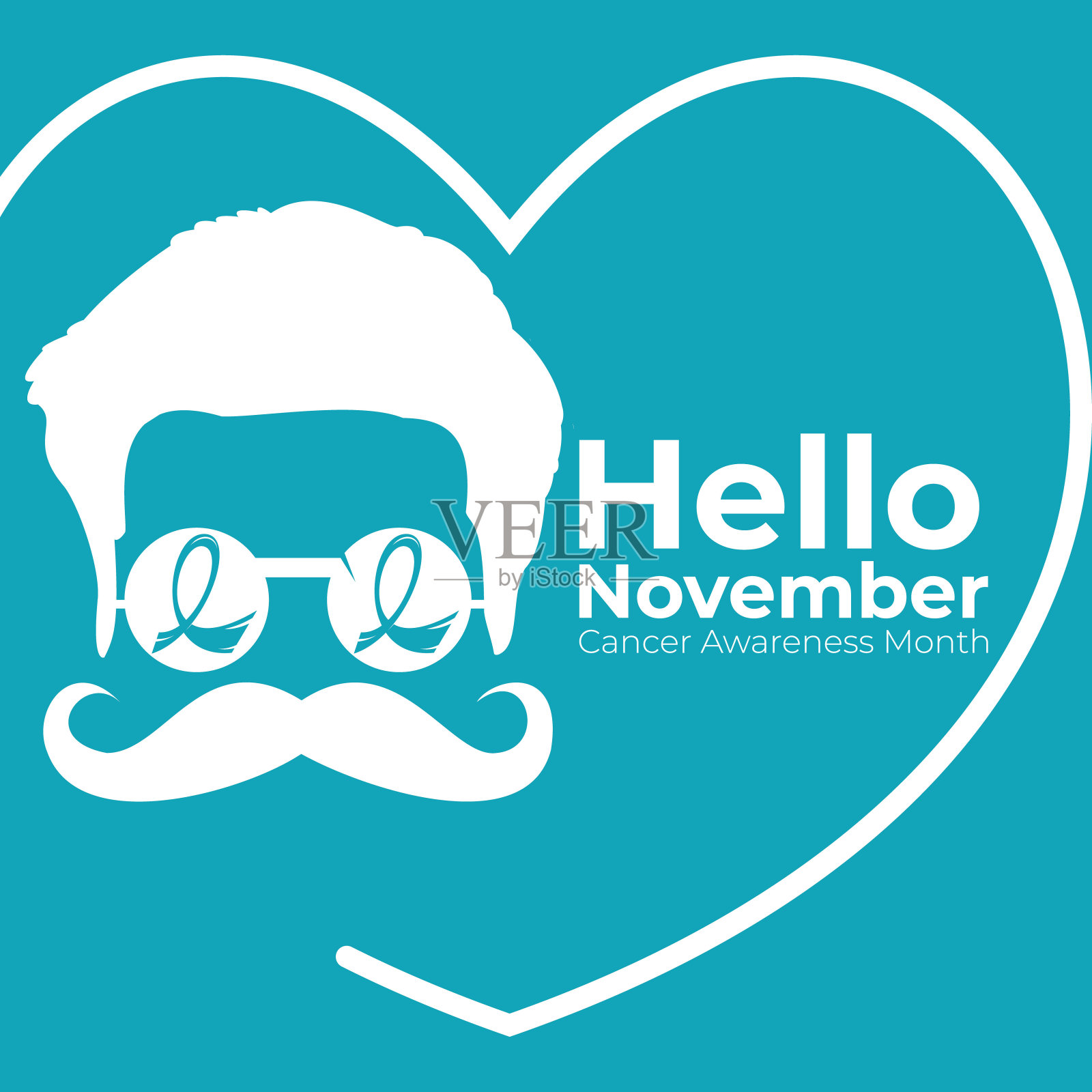 戴着蓝眼镜,带着缎带的人。插画图片素材