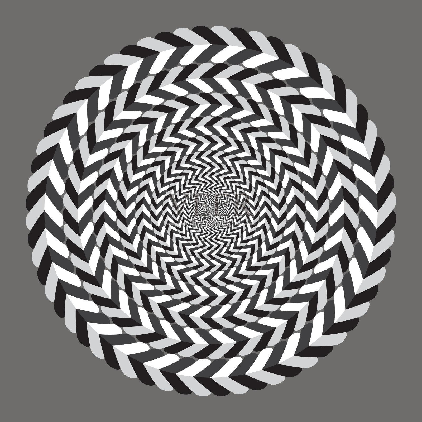 带有箭头的几何光学错觉。黑白迷幻圈。插画图片素材