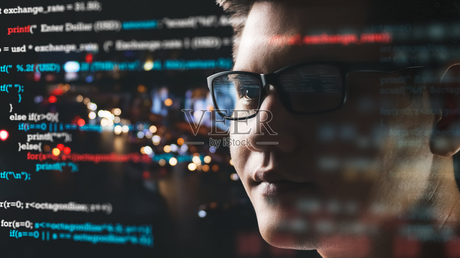 软件工程师、程序员和网络安全技术、网站设计和社会安全、软件开发、应用、使用大数据概念的技术创新的特写。照片摄影图片