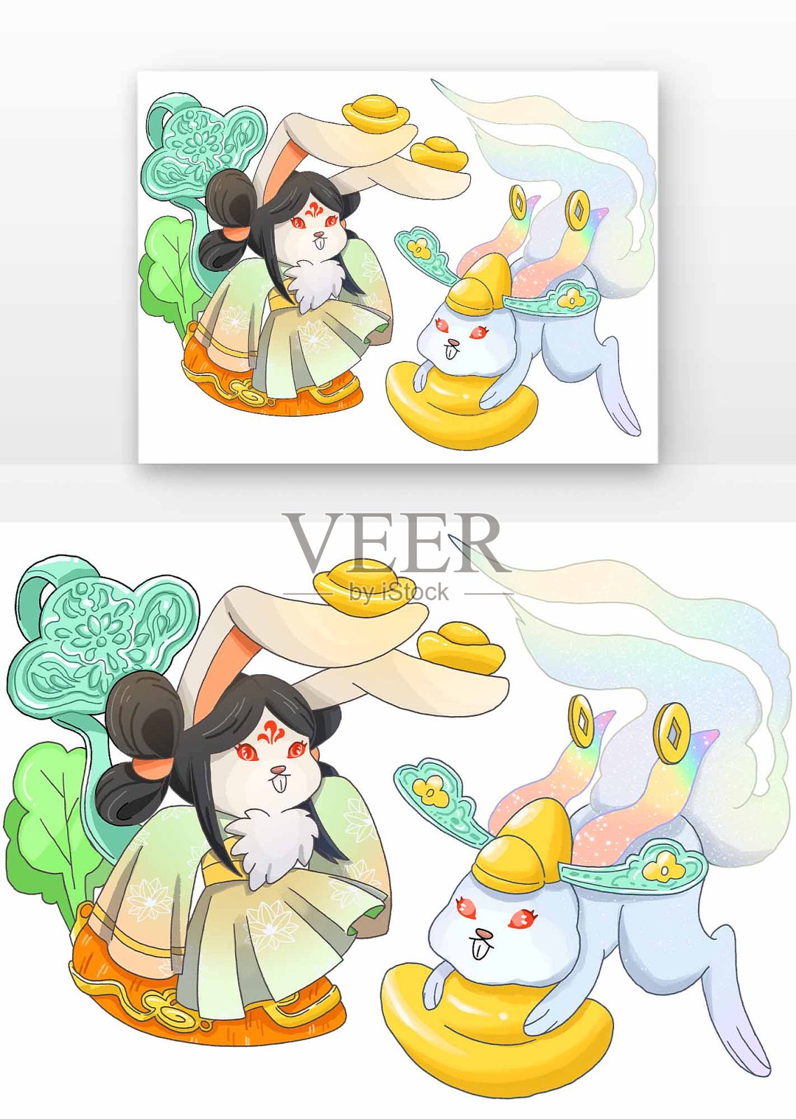 兔年祝福仙兔设计元素图片