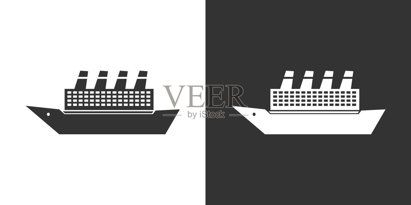 船舶和海洋船黑色剪影设计元素图片