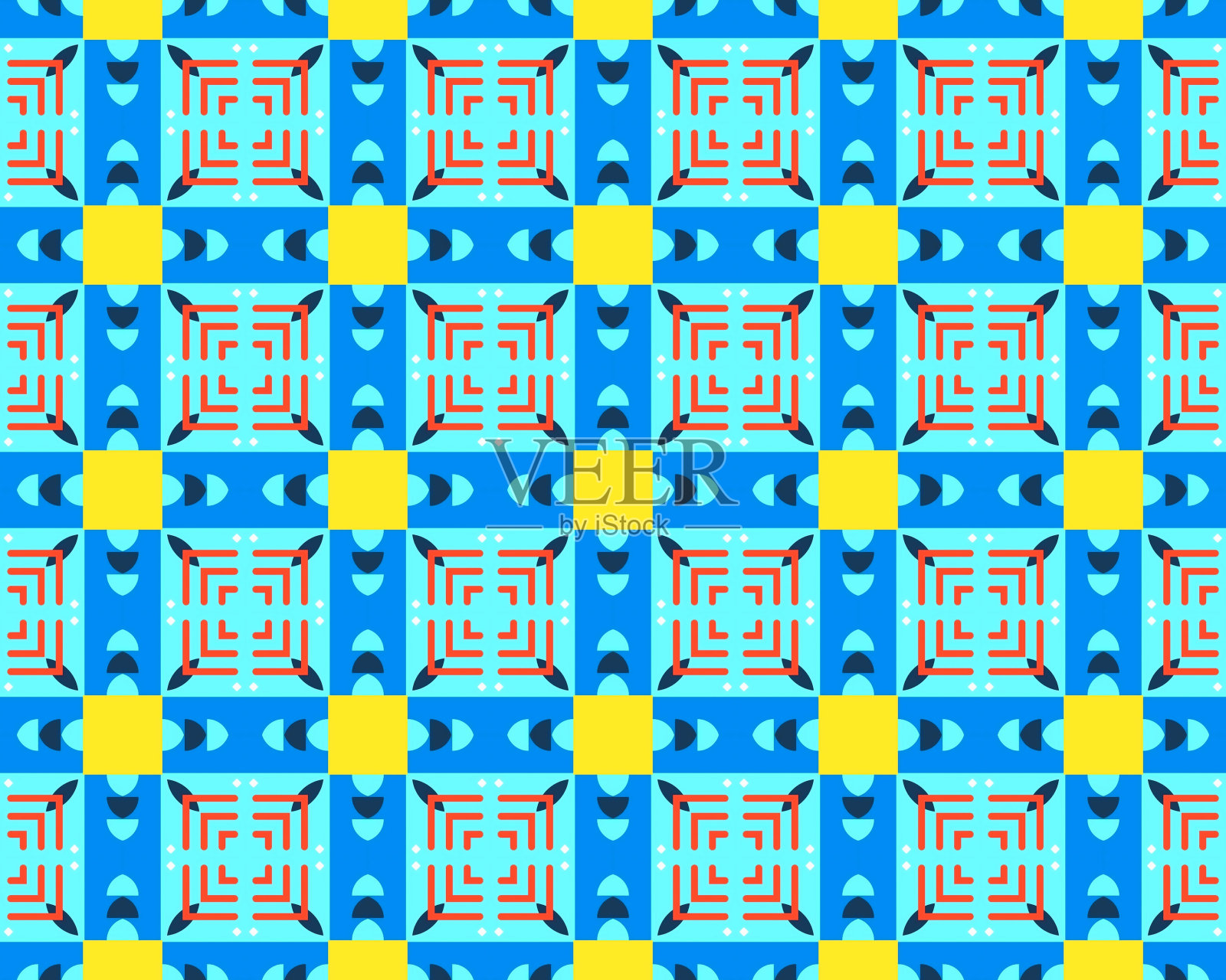 几何装饰风格的抽象彩色无缝图案插画背景纹理插画图片素材