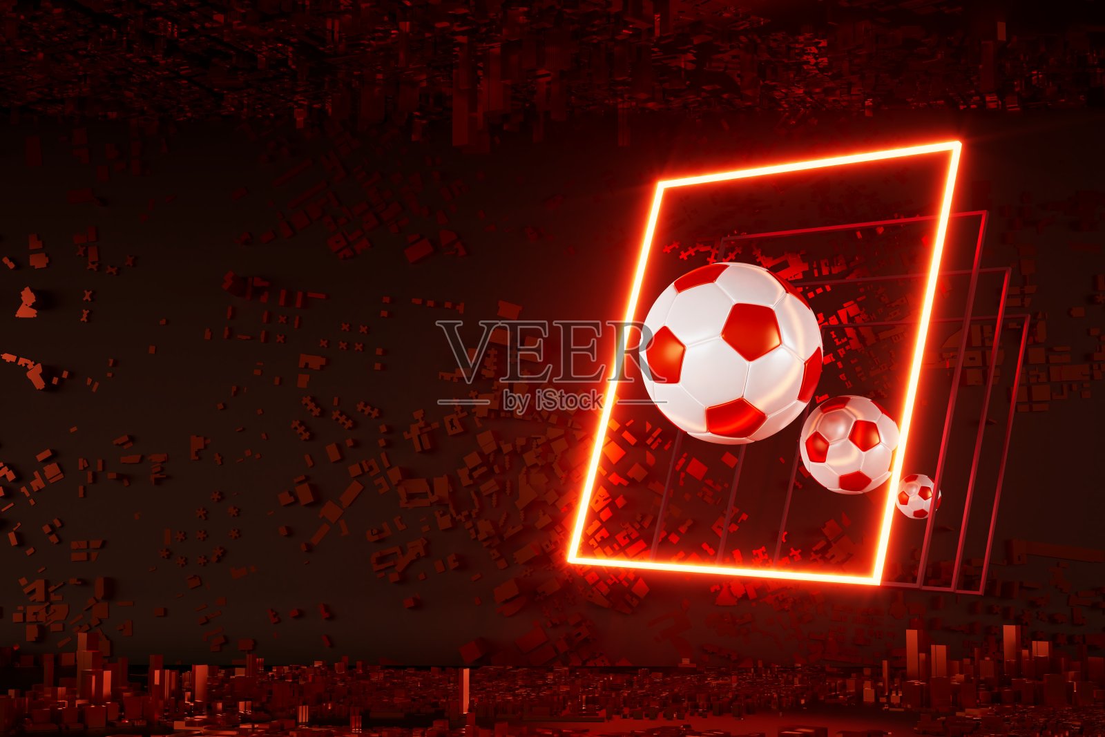 足球球对象、运动球设计、足球元素概念、3d插画、抽象足球技术、智能手机移动屏幕、绿色草地、在线体育直播、赌场体育业务插画图片素材