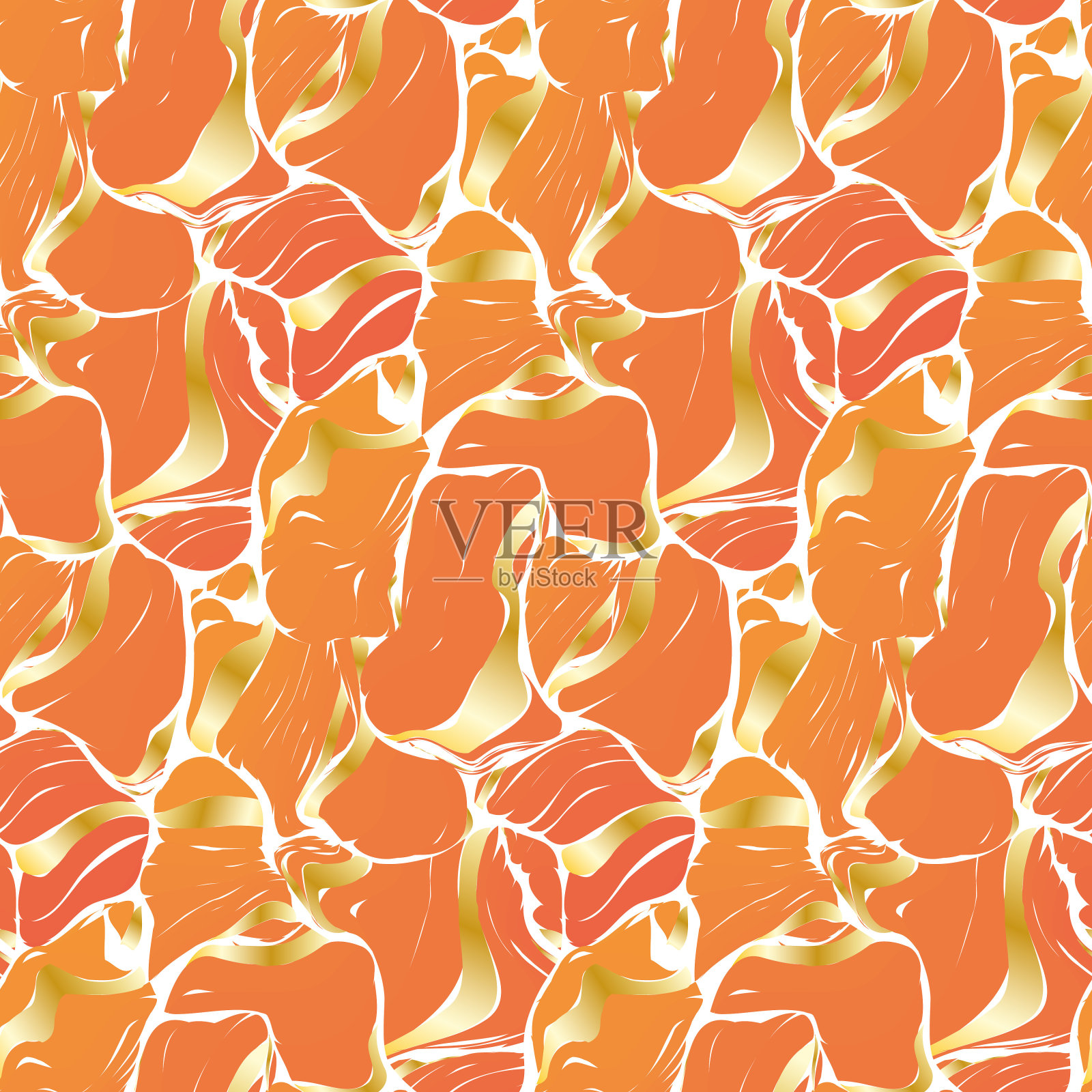 无缝的图案,带有橙色斑点的抽象背景,油漆条纹。向量。插画图片素材