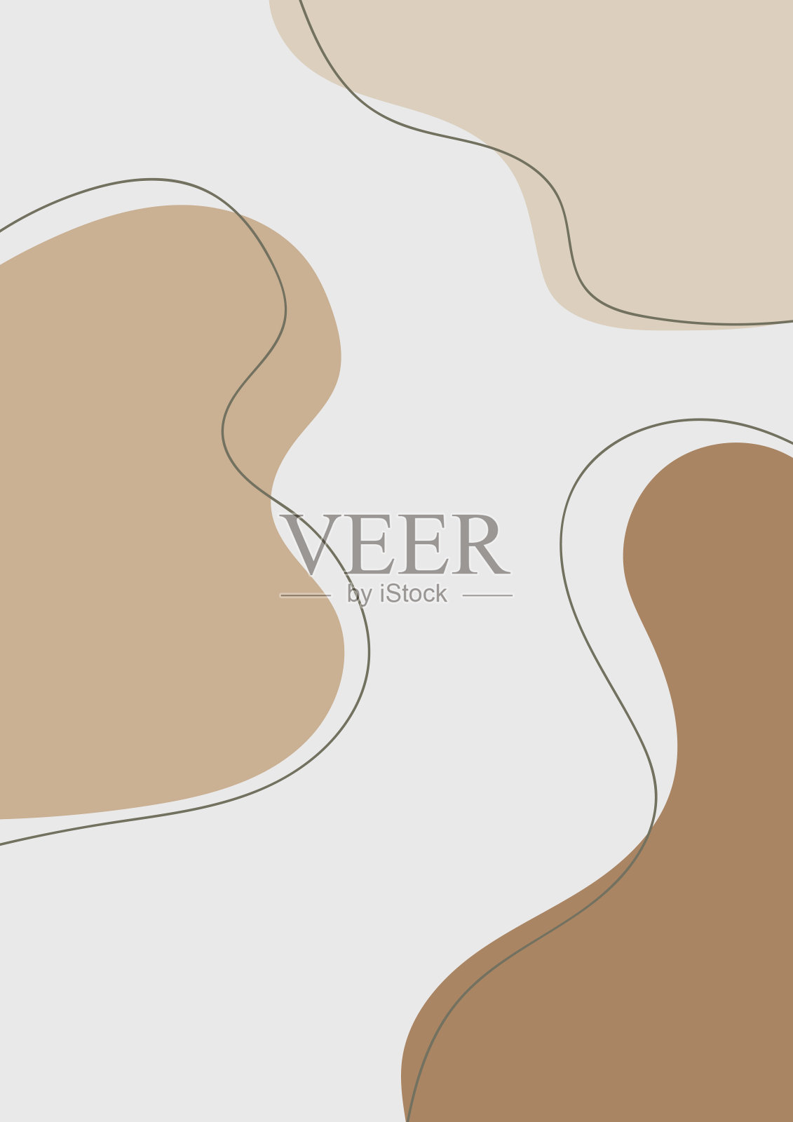 抽象的背景与有机的形状和手绘线在柔和的颜色。具有文本空间的现代设计模板。最小的时尚封面品牌设计。插画图片素材