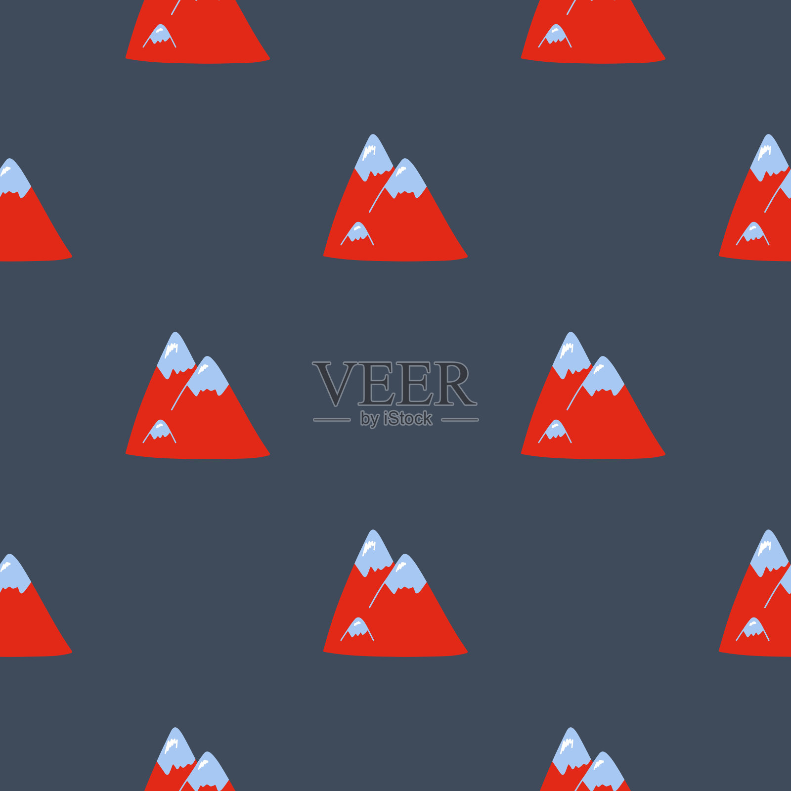 矢量图案与可爱的斯堪的纳维亚彩色山脉在涂鸦风格,巨大插画图片素材