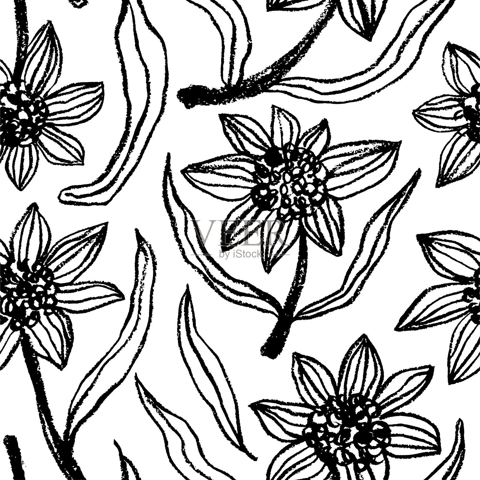 画水仙花的无缝图案。插画图片素材