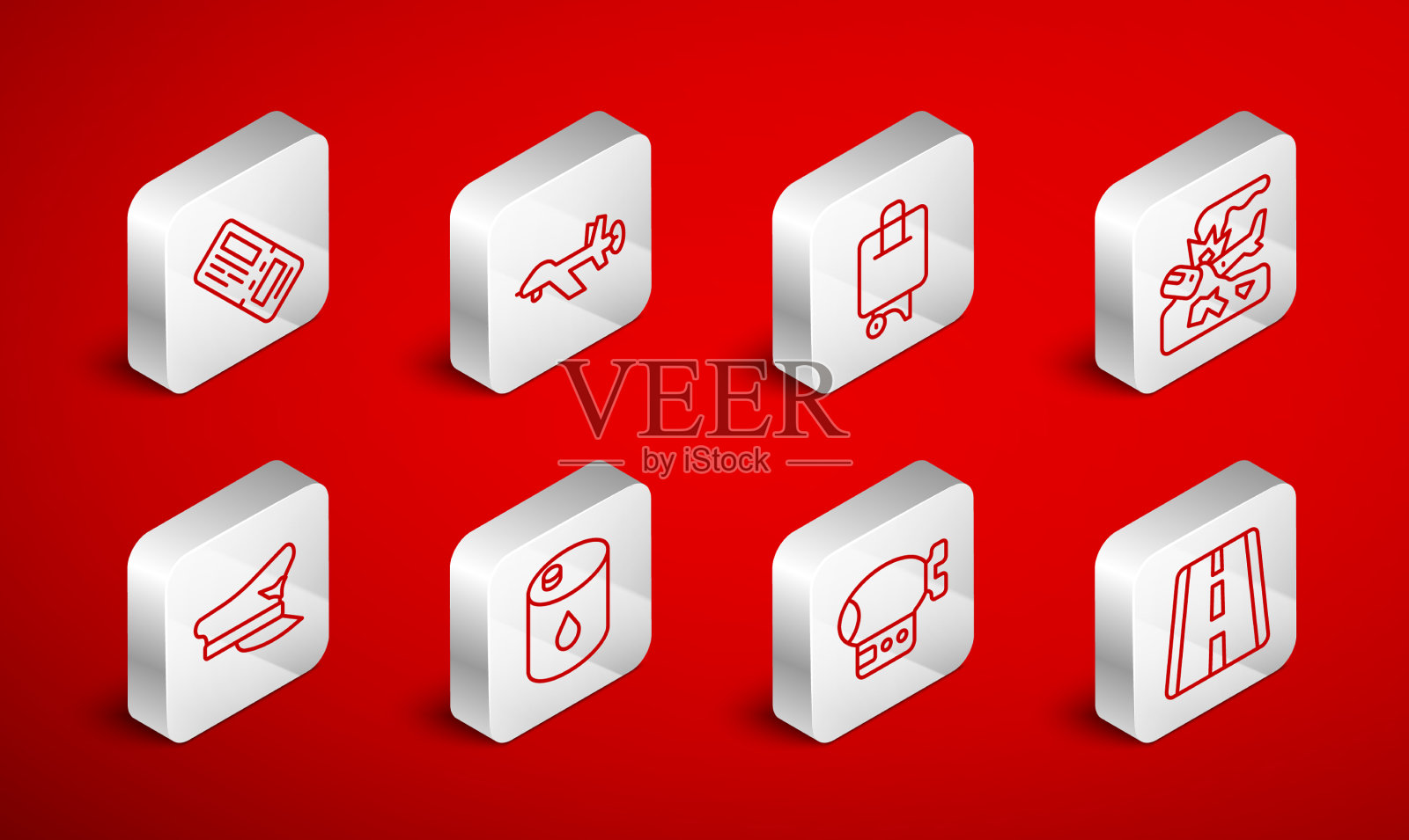 设线机场跑道无人机无人机行李箱图标素材