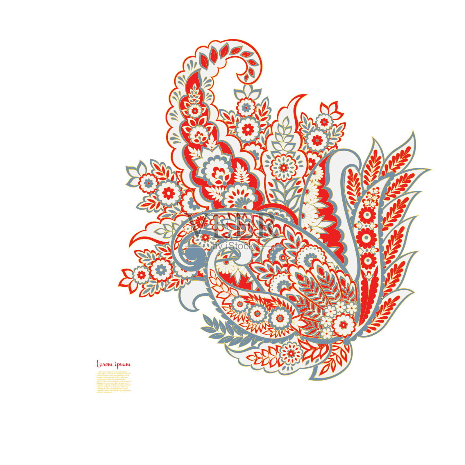 佩斯利矢量孤立模式。绫风格复古插画插画图片素材