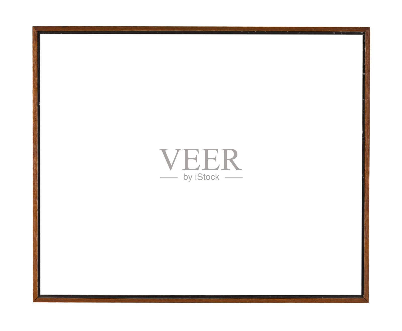 白色背景上绘画或绘画用的方形棕色木制框架照片摄影图片