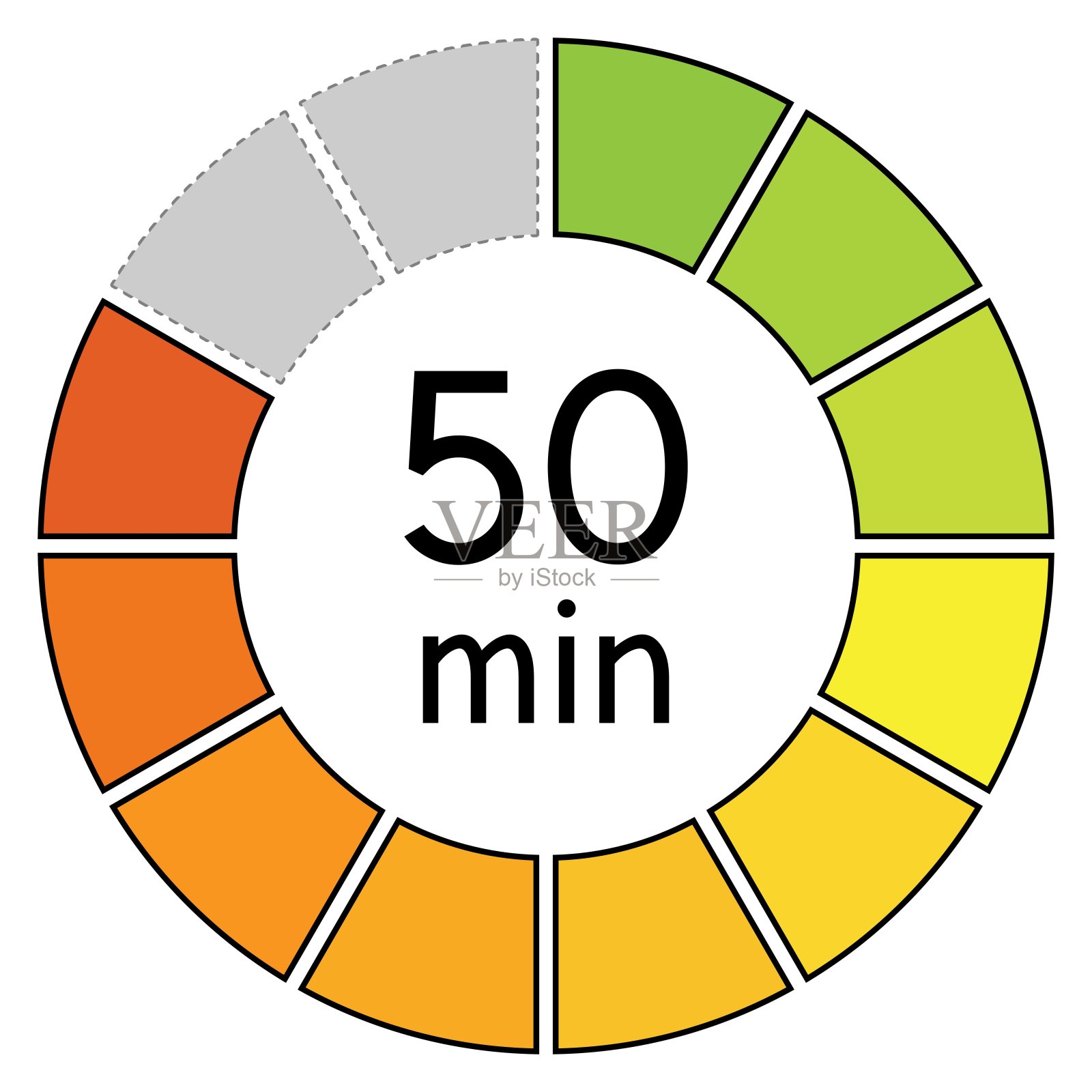50分钟圆时间饼图,时间概念,插图,矢量。插画图片素材