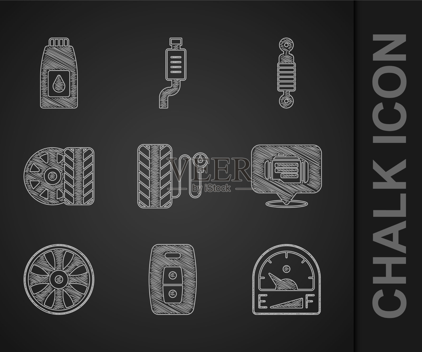 用遥控器设置轮胎压力表汽车钥匙图标素材