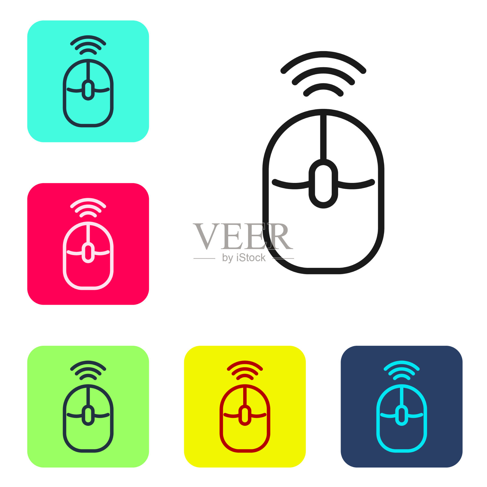 黑线无线电脑鼠标图标隔离图标素材