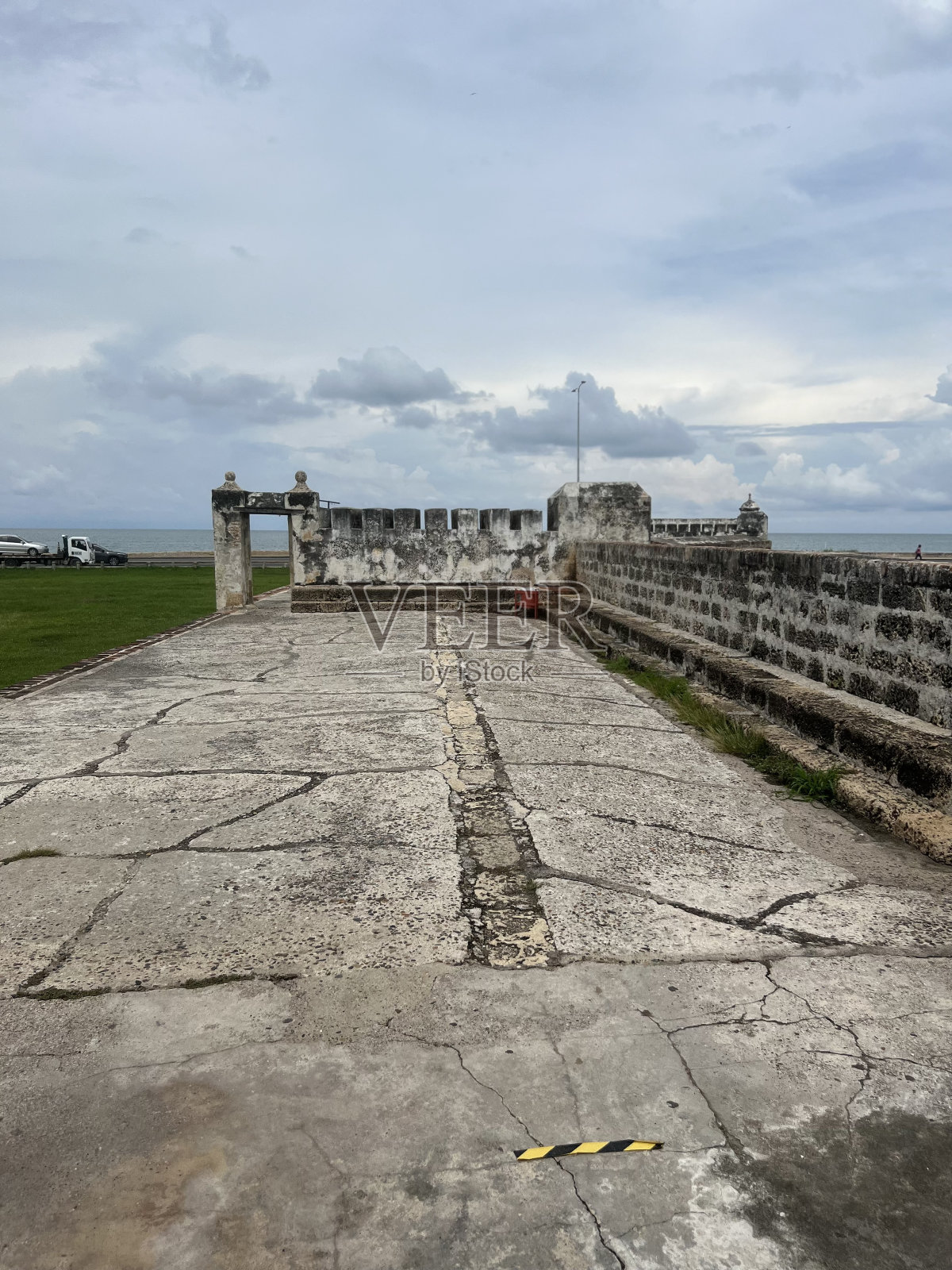 哥伦比亚卡塔赫纳殖民墙照片摄影图片