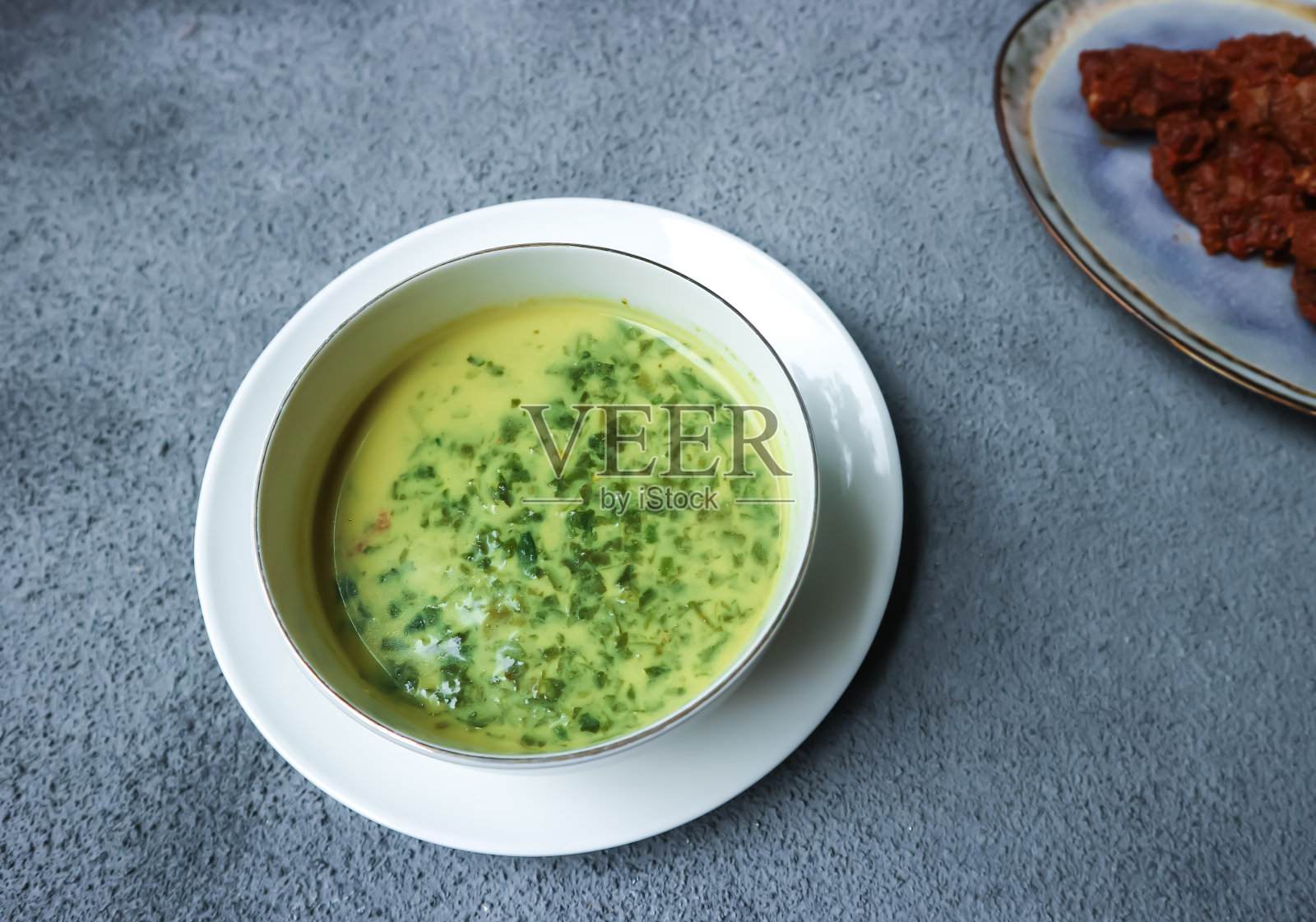 木薯叶蔬菜泥照片摄影图片