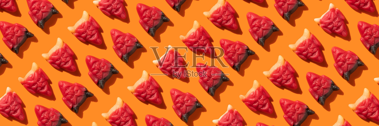 万圣节图案果冻豆魔鬼头横幅照片摄影图片