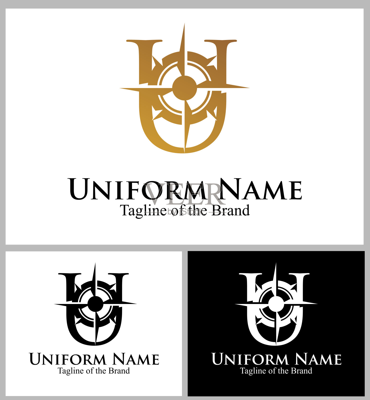 比较箭头内U文字自定义标志矢量插图插画图片素材