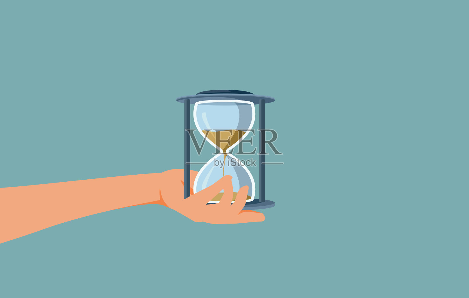 手持沙漏矢量概念插画设计元素图片
