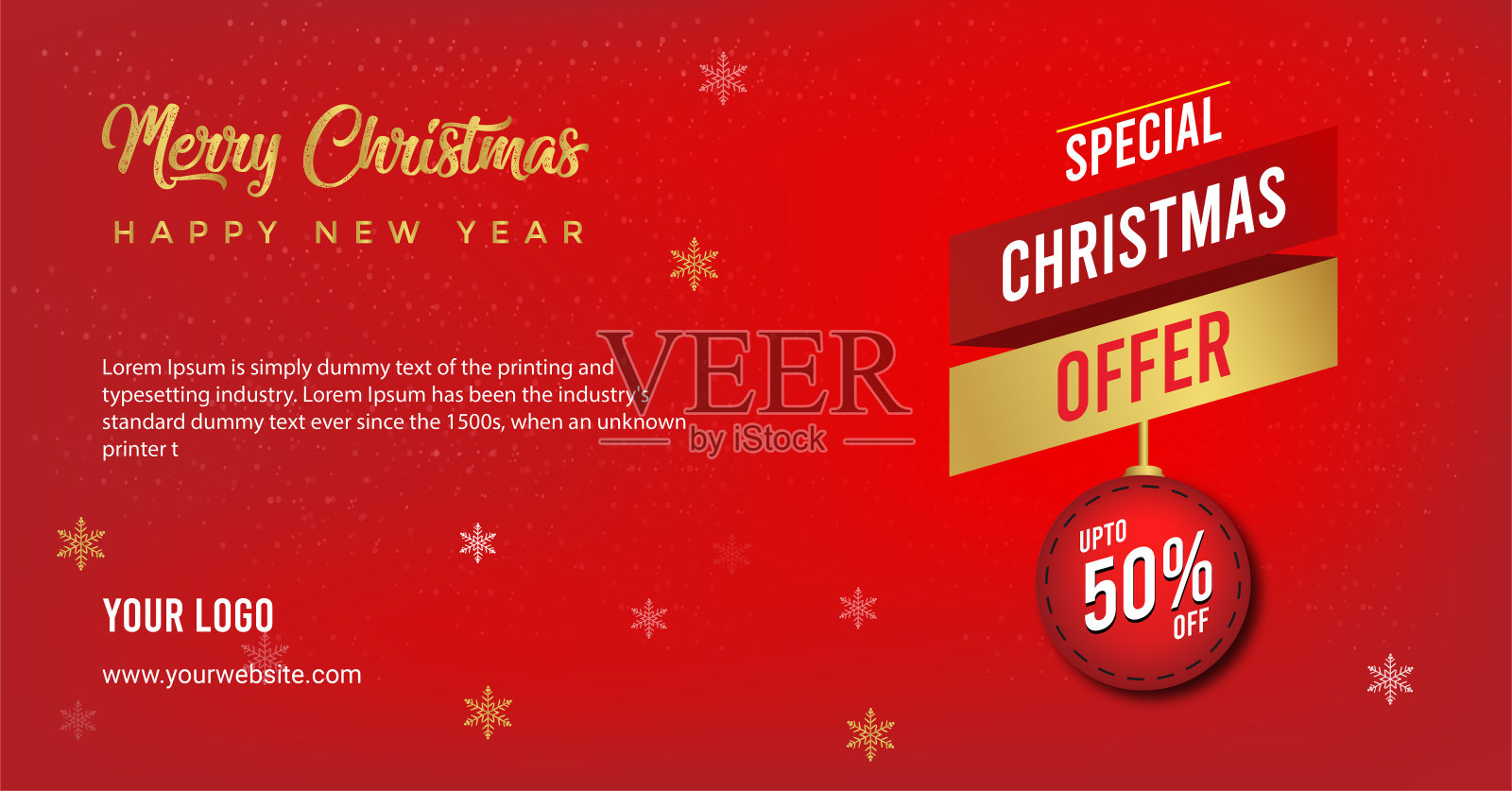 圣诞快乐横幅设计|圣诞横幅矢量艺术设计模板素材