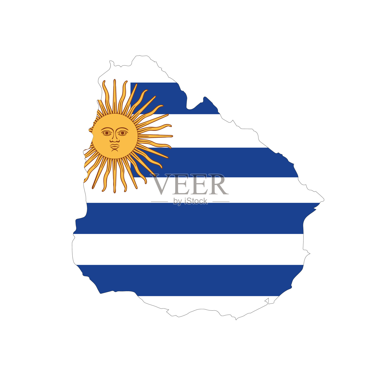 乌拉圭国旗地图插画图片素材