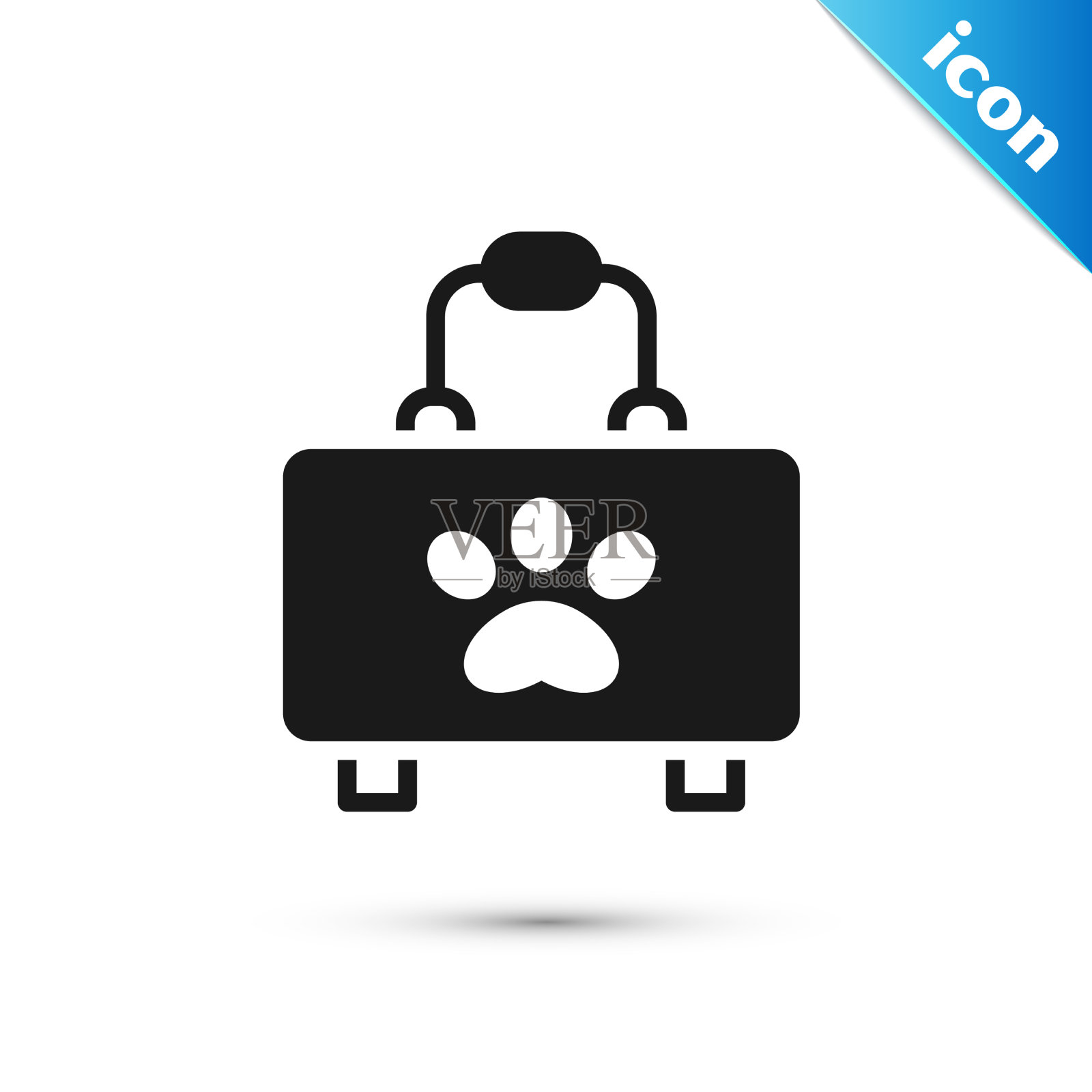 灰色宠物急救箱图标隔离在白色图标素材