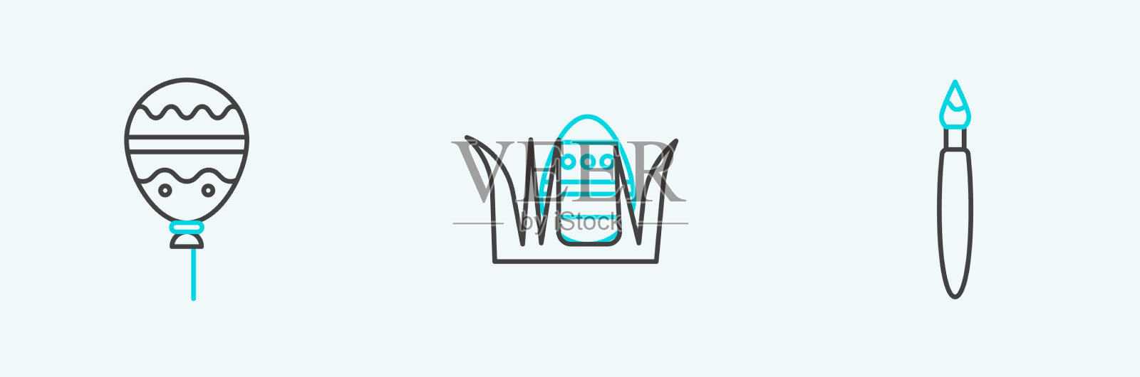 设置线油漆刷气球丝带和图标素材