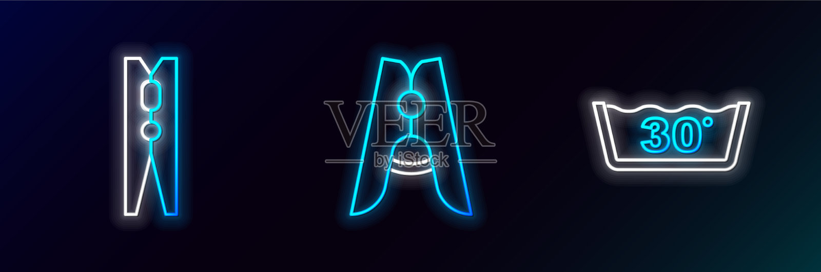 设置线温度洗衣服针和图标图标素材