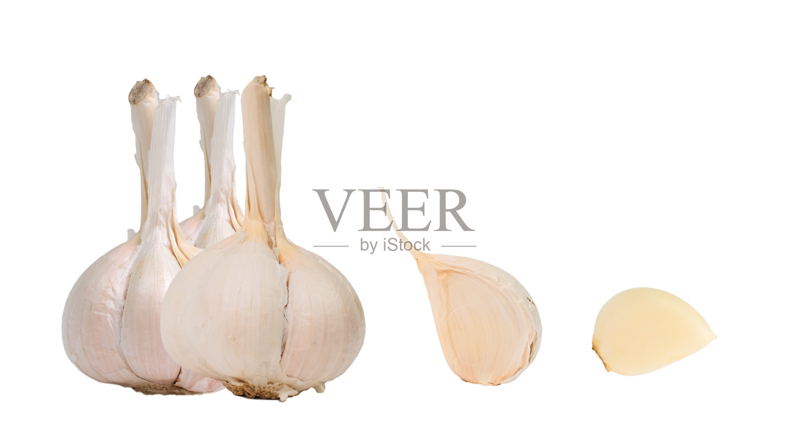 收集有机大蒜在一个白色背景与修剪路径照片摄影图片