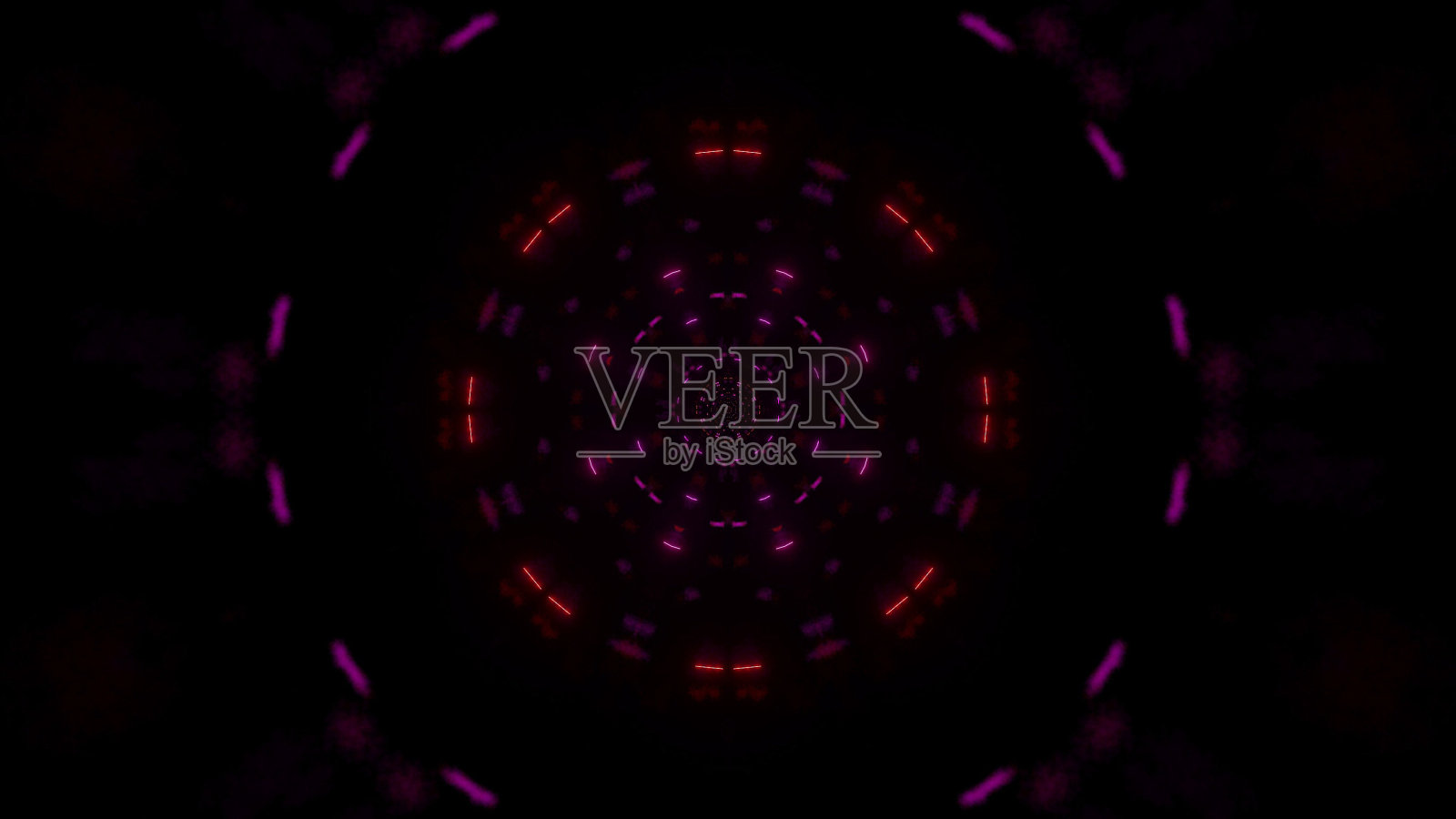 在黑色背景上的粉色激光圆的3D渲染照片摄影图片