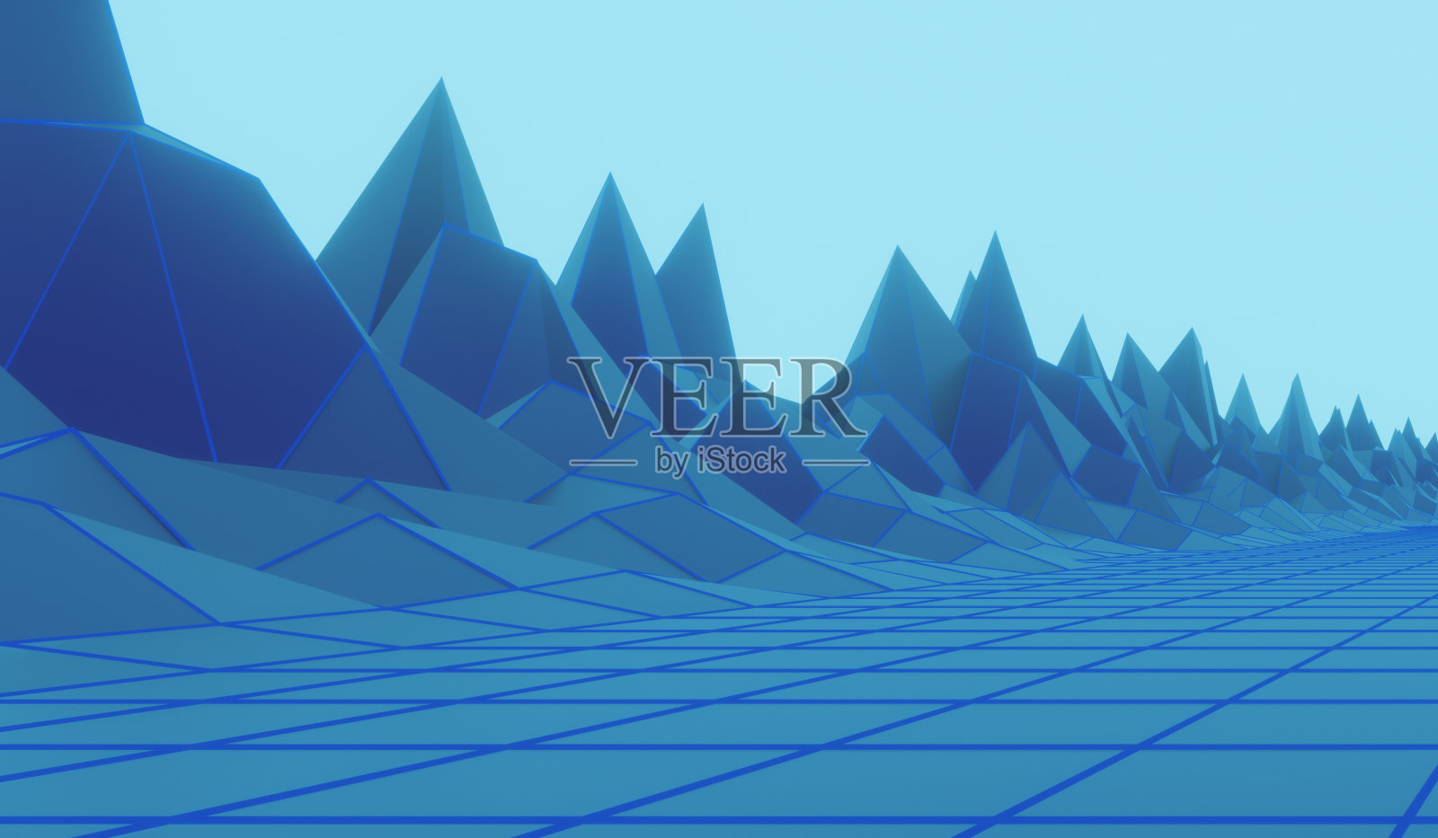 科幻线框的风景。照片摄影图片