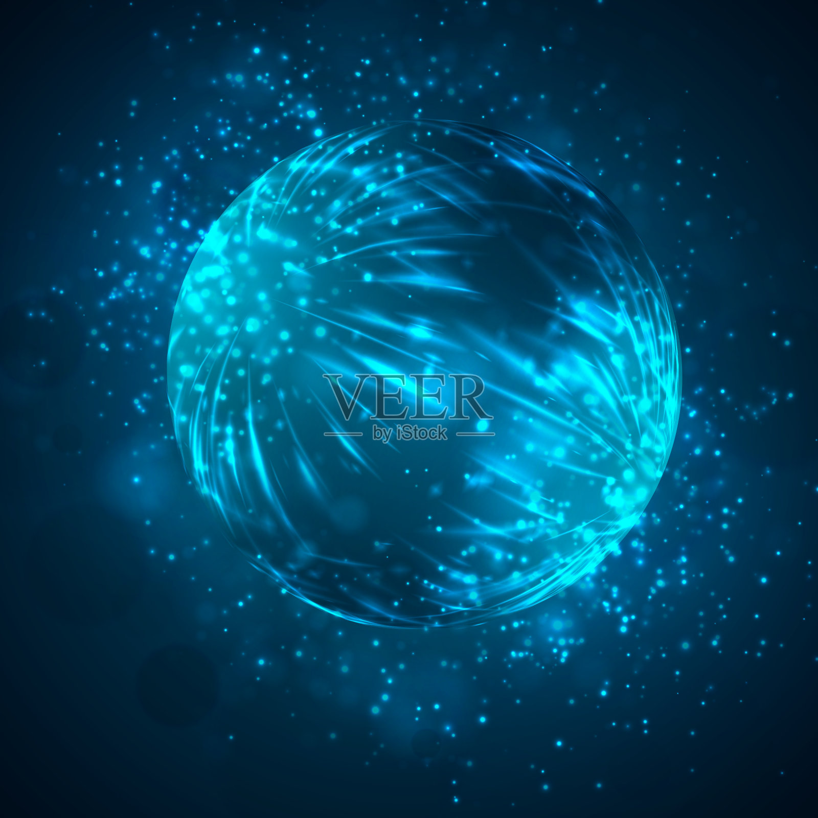 明亮的彩色能量流在黑暗背景中盘旋插画图片素材