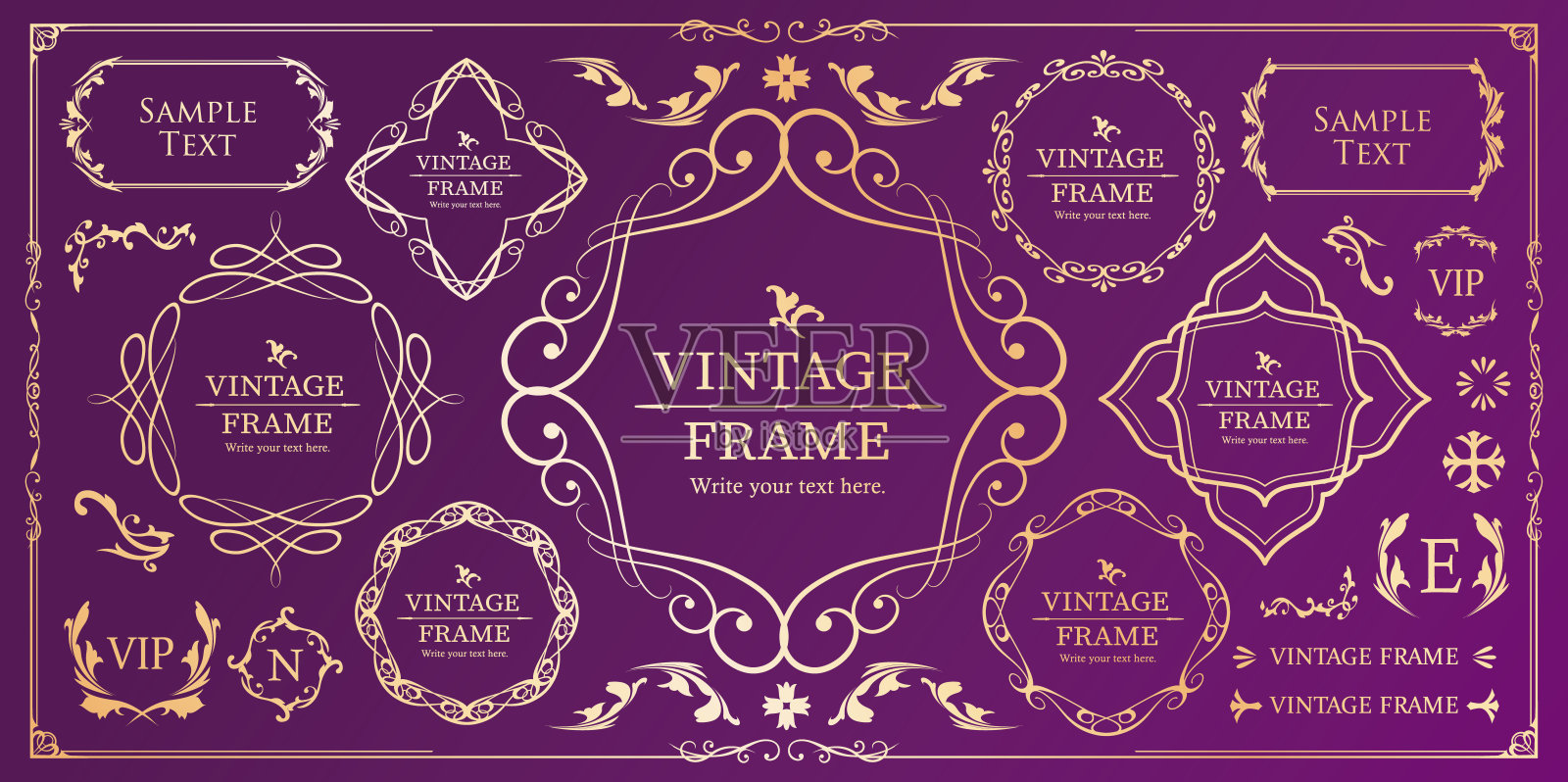 时尚的框架。设计模板。一副美丽的额头。插画图片素材