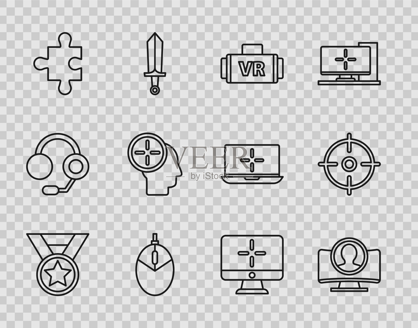 设置线奖章创建帐户屏幕虚拟图标素材
